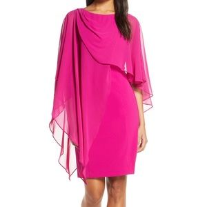 Eliza J Pink Chiffon Cape Dress